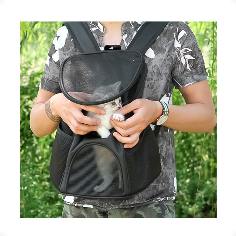 Mochila Bolsa Transportadora De Malla Mascotas Perros Gatos Talle S Negro
