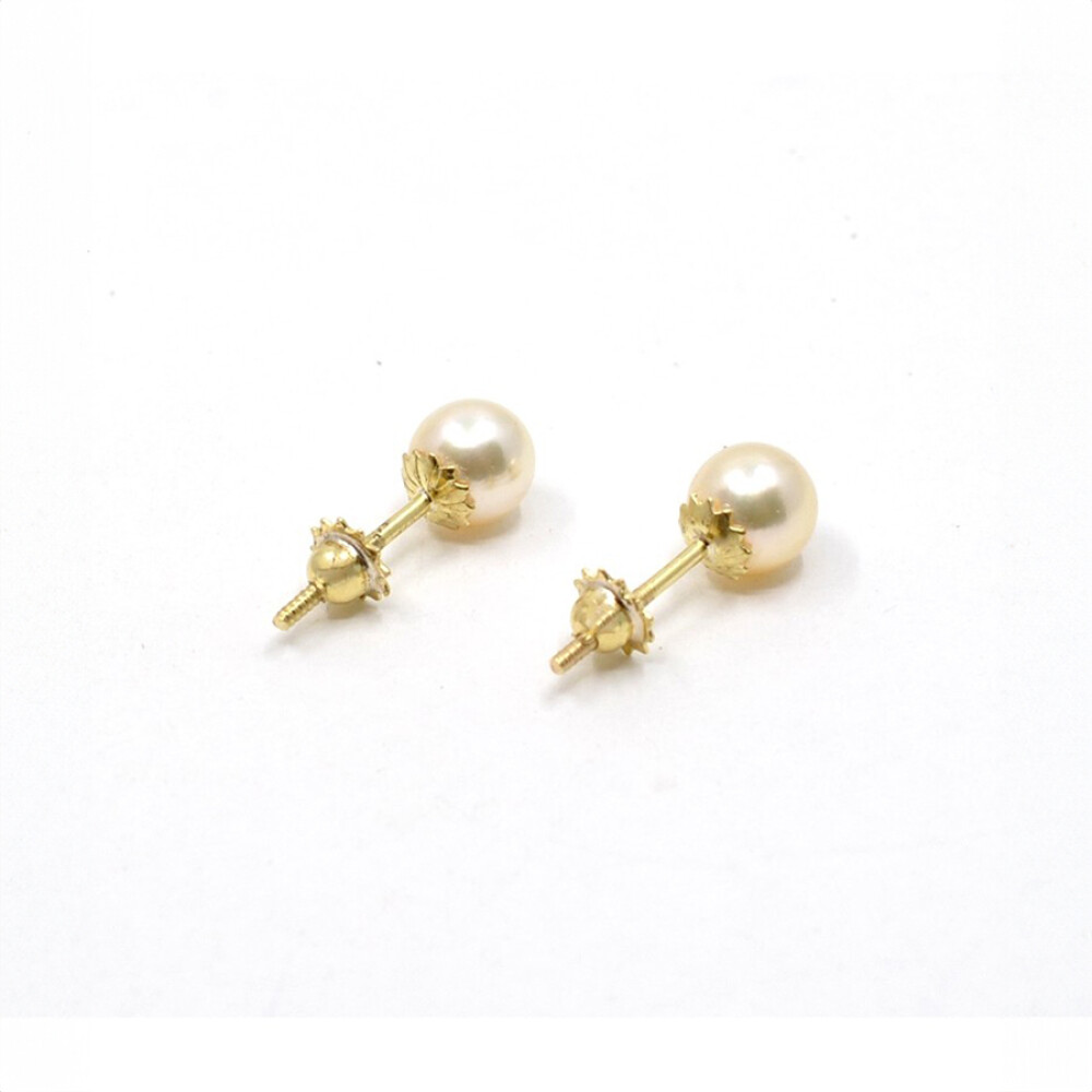 6 Mm Caravanas Oro 18K Y Perlas De Cultivo 6 Mm Caravanas Oro 18K Y Perlas De Cultivo