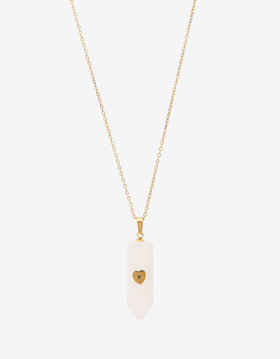 Collar De Acero Con Piedra Cuarzo Rosa 