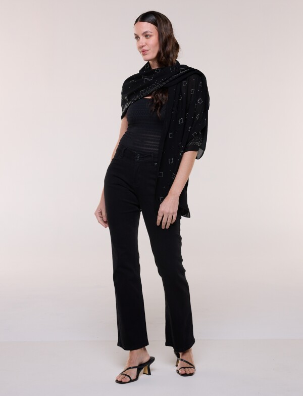 Pashmina Noche Con Apliques De Strass NEGRO/PLATEADO