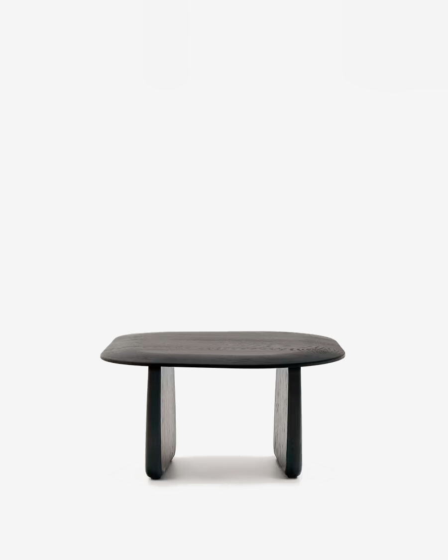 Mesa auxiliar Pirita de madera maciza de roble con acabado negro 70,6 x 70 cm FSC 100%