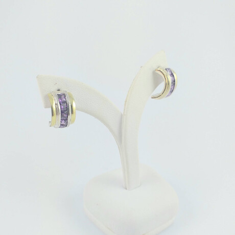 Caravanas de plata 925 con doublé de oro 18Ktes y circonias. Caravanas de plata 925 con doublé de oro 18Ktes y circonias.