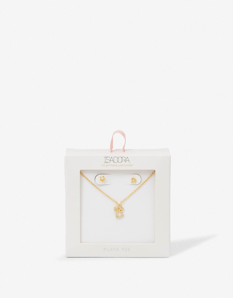 Bijouterie Set Exclusive Edition Set Aros Pasantes Y Cadena Plata 925 - Dorado