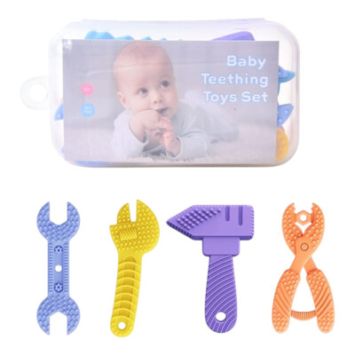 Set de 4 mordillos silicona con forma de herramientas Set de 4 mordillos silicona con forma de herramientas