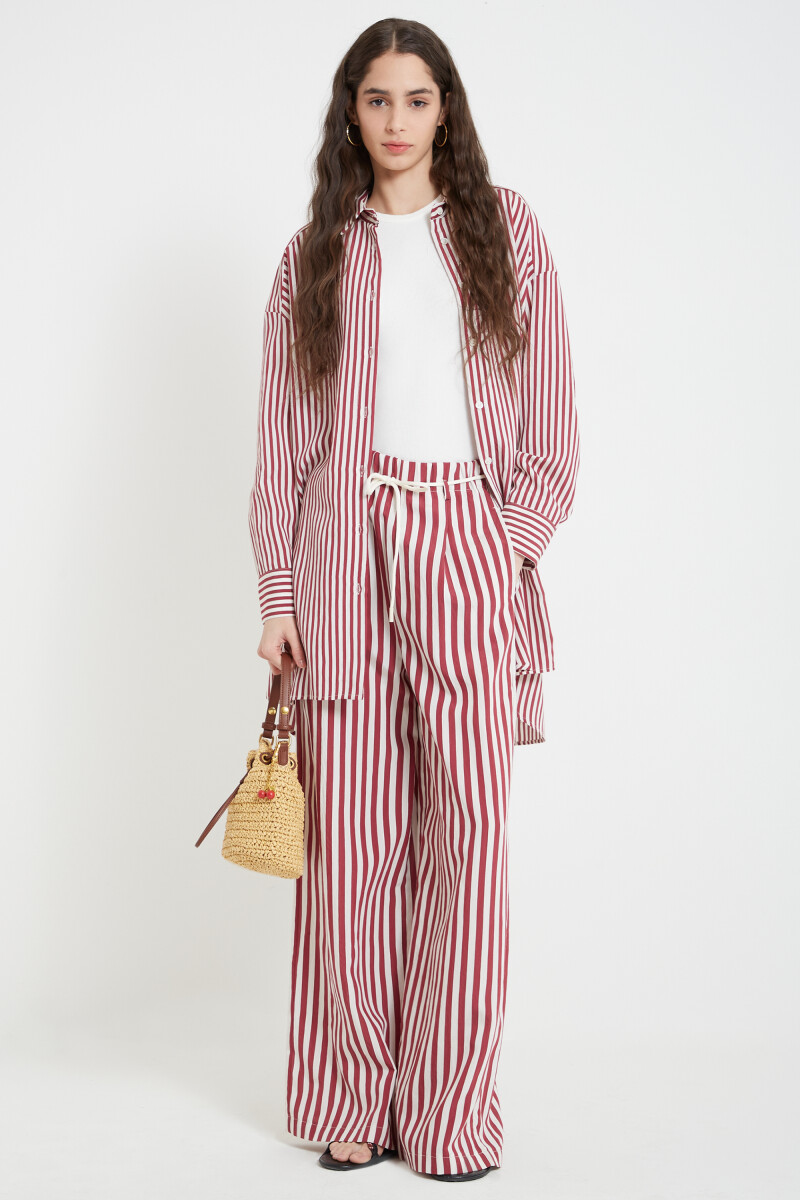 Pantalón rayas Bordo