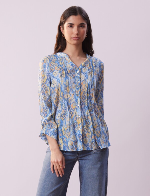 Blusa Plisada AZUL/MULTI