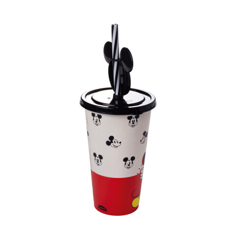 Vaso Plástico Milk Shake con Pin y Pajita Mickey 500 ml 1103-02 MICKEY