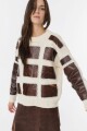Sweater Leather Ice Crudo/Marron