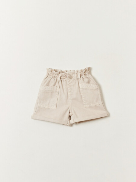 Short jean paper bag Beige