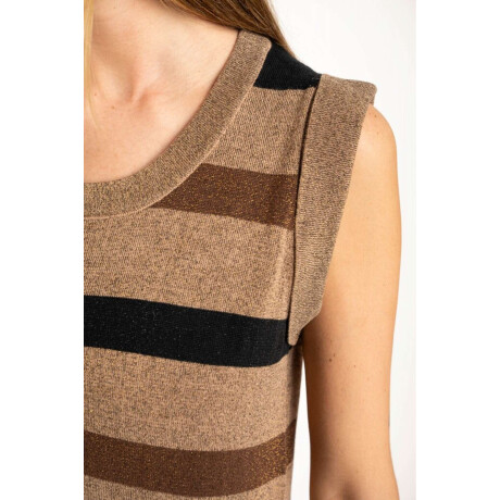 Vestido Rayado Lurex Camel