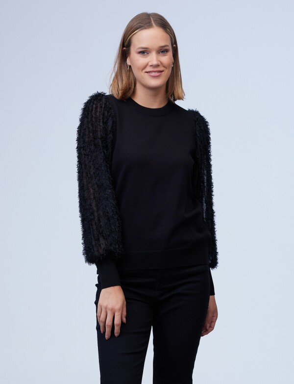 Buzo Manga Desflecada NEGRO