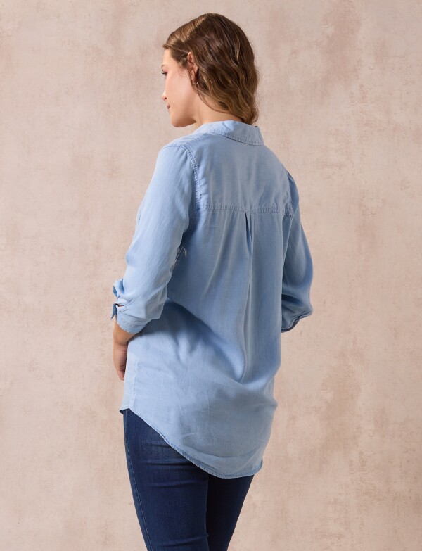 Blusa Lyocell Bolsillo JEAN CLARO
