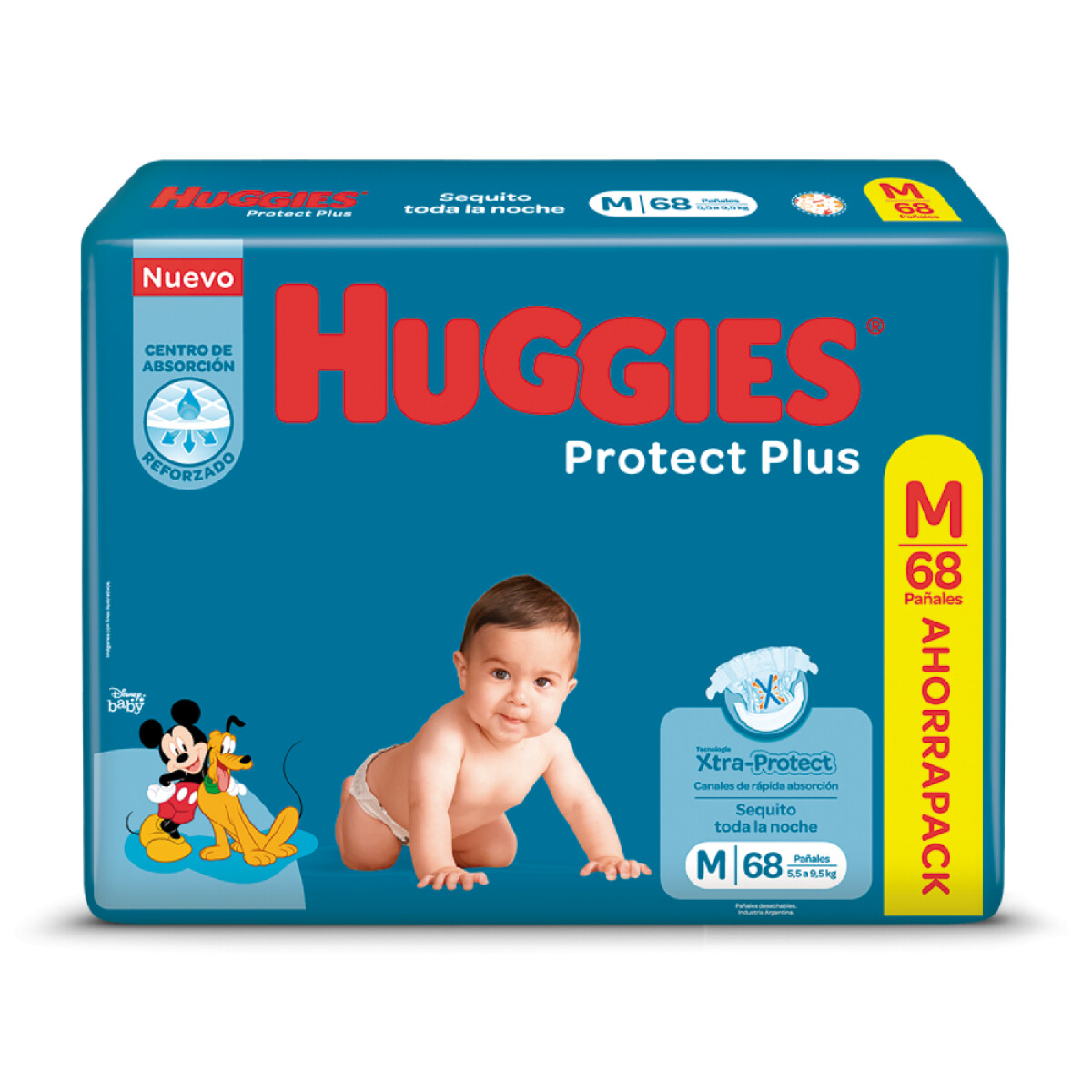 Pañales Huggies Protect Plus M 68 Unidades 