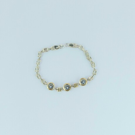 Pulsera de plata 925 y double en oro 18 ktes con circonias. Pulsera de plata 925 y double en oro 18 ktes con circonias.