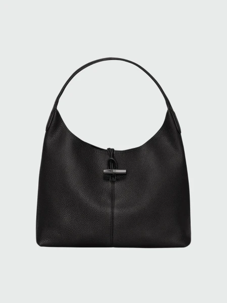 Longchamp -Cartera de cuero flexible Roseau Essential Negro