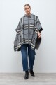 Capa cuadros con capucha gris