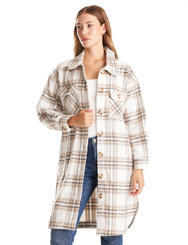 Sobrecamisa Larga Cuadros MULTI/BEIGE