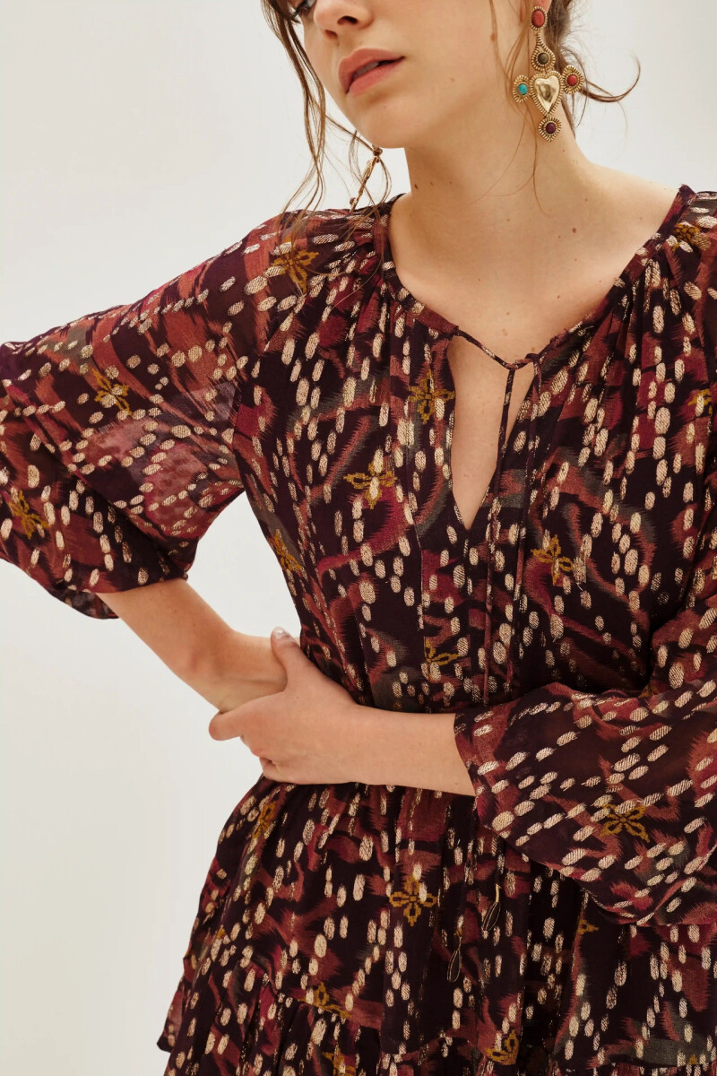Vestido Jacquard Short Ikat Multicolor