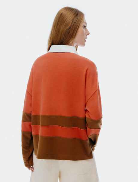 BUZO DE ALGODÓN CON CUELLO TIPO POLO NARANJA