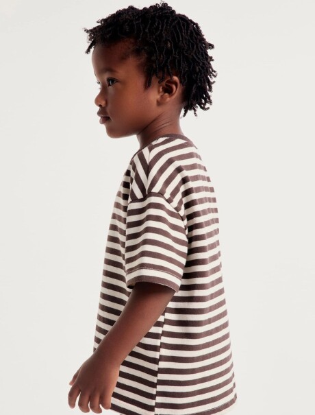 CAMISETA INFANTIL DE RAYAS MARRÓN