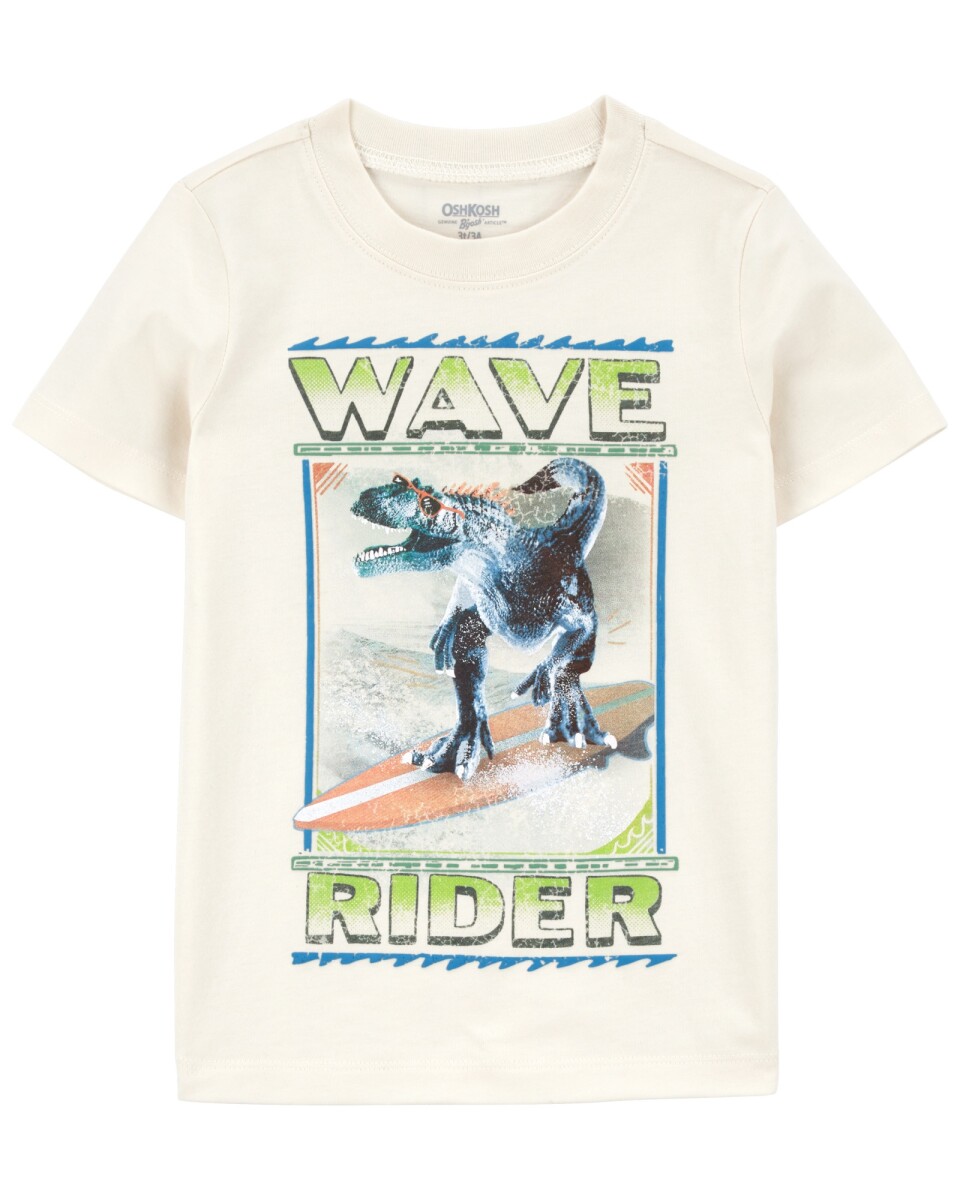 Remera de algodón, manga corta estampa dino 