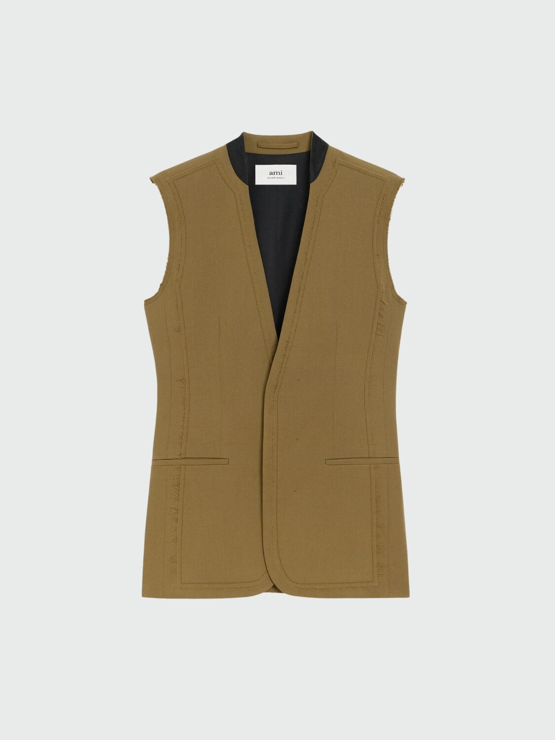AMI PARIS - Chaleco sin Mangas de Lana Alta Automática