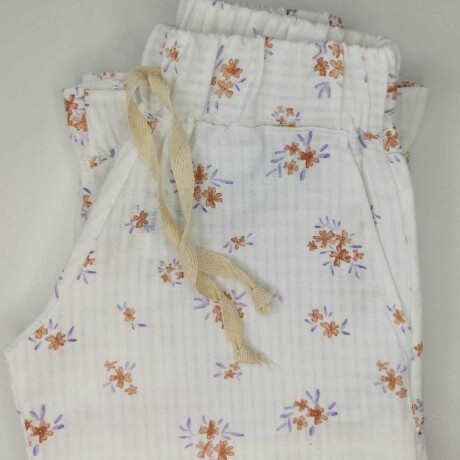Pantalón blanco con flores nena Pantalón blanco con flores nena