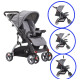 Coche Carriola Para Paseo De Bebe Plegable 3 Posiciones Gris Claro