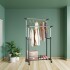 Perchero de Pie Organizador de Ropa Doble de Acero Inoxidable con Ruedas Perchero de Pie Organizador de Ropa Doble de Acero Inoxidable con Ruedas