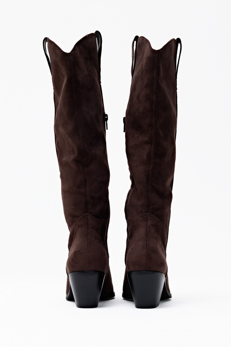 Bota caña alta de suede chocolate
