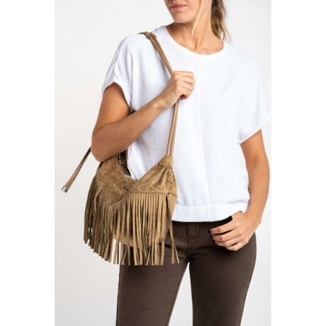 Cartera Flecos Gamuza Vegana Camel