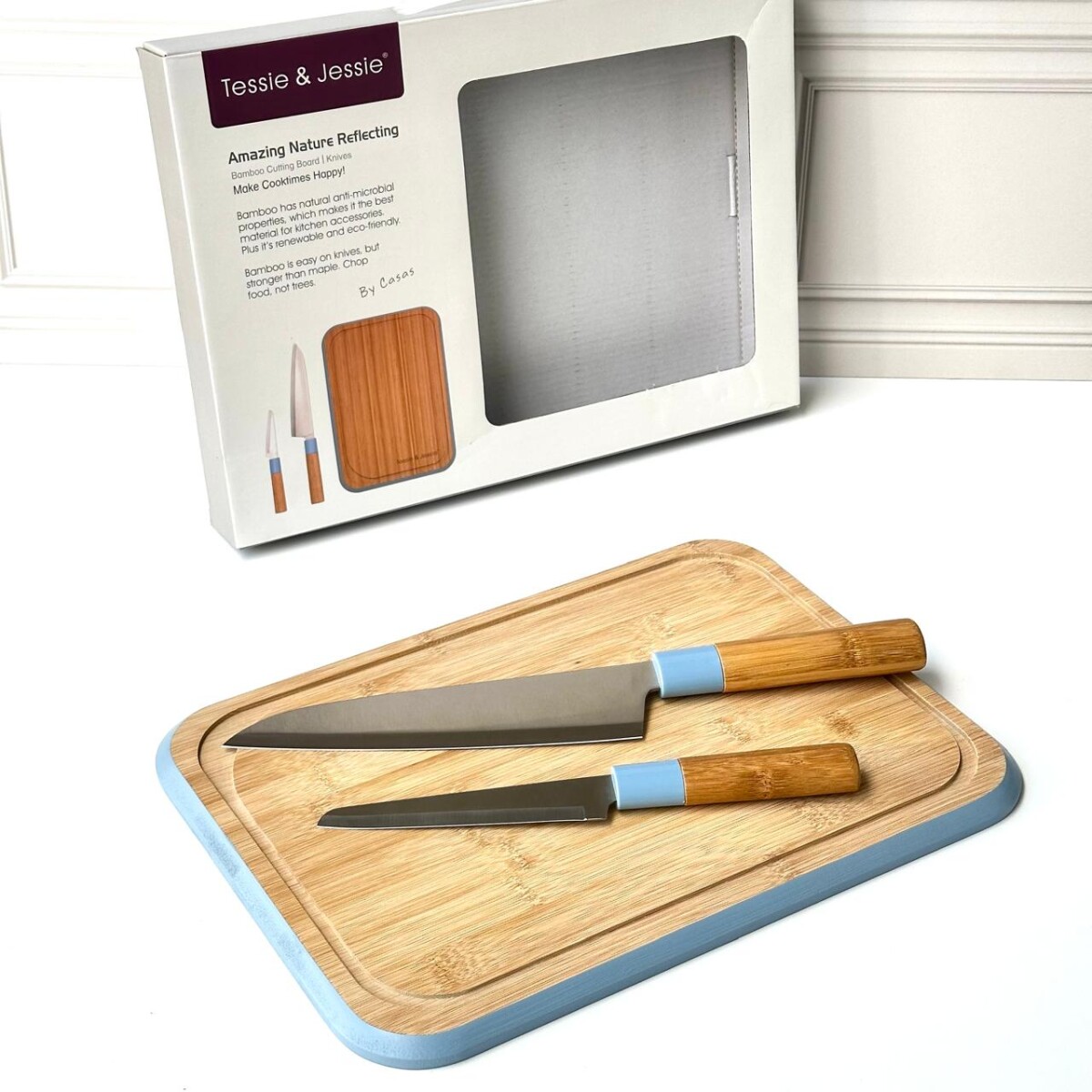 Tabla de Cortar + Set de 2 Cuchillos 