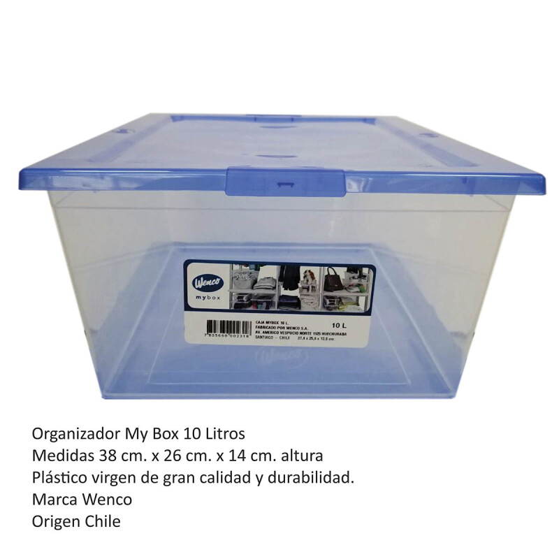 Caja organizadora 10 lts Mybox TRANSPARENTE