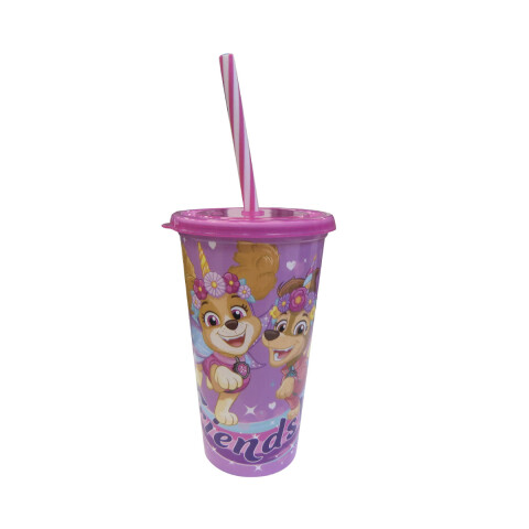 Vaso Plástico con Pajita Paw Patrol 500 ml ROSA