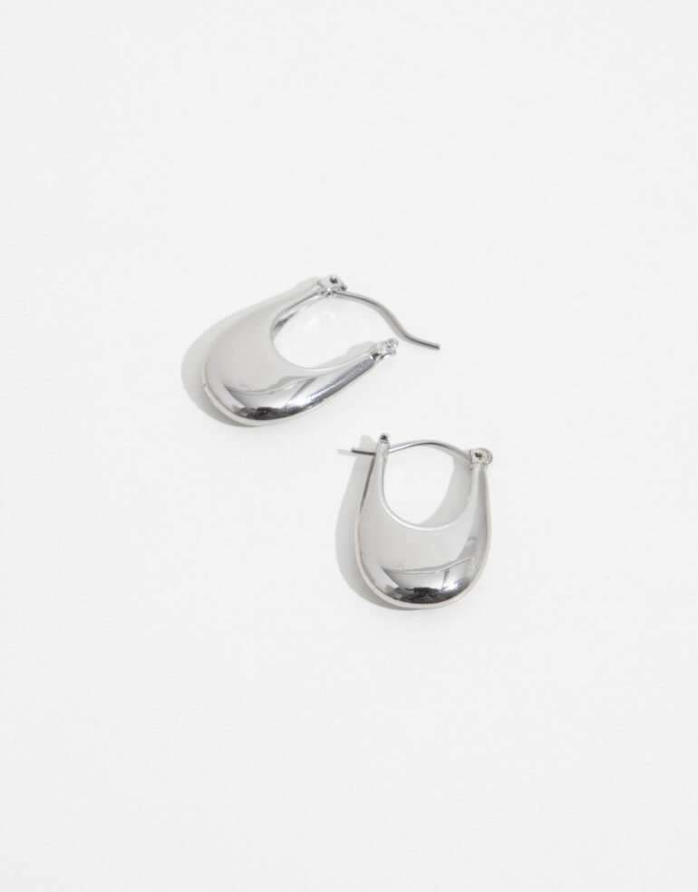 Aros Argollas Metal Argollas Chunky - Plateado Rodio
