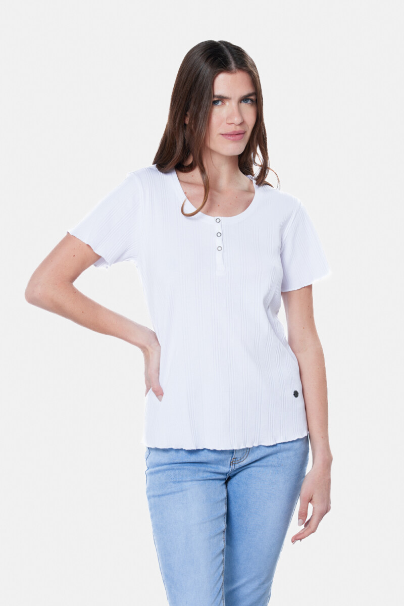 REMERA RIB CON BOTONES - Blanco 