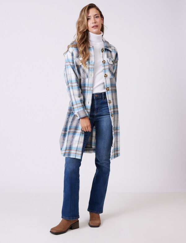 Sobrecamisa Larga Cuadros MULTI/CELESTE