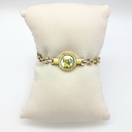 Pulsera de plata 925, double en oro 18 ktes y nácar, VIRGEN NIÑA. Pulsera de plata 925, double en oro 18 ktes y nácar, VIRGEN NIÑA.