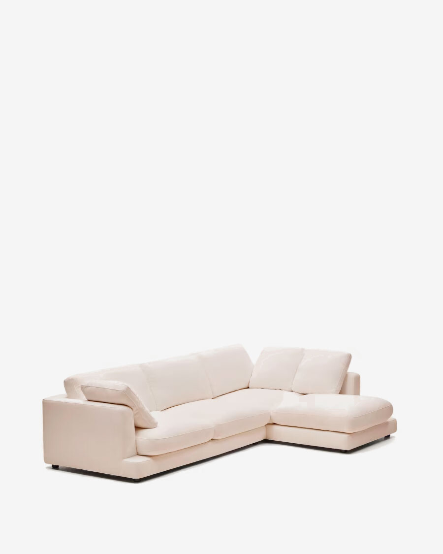 Sofá Gala 4 plazas con chaise longue derecho beige 300 cm