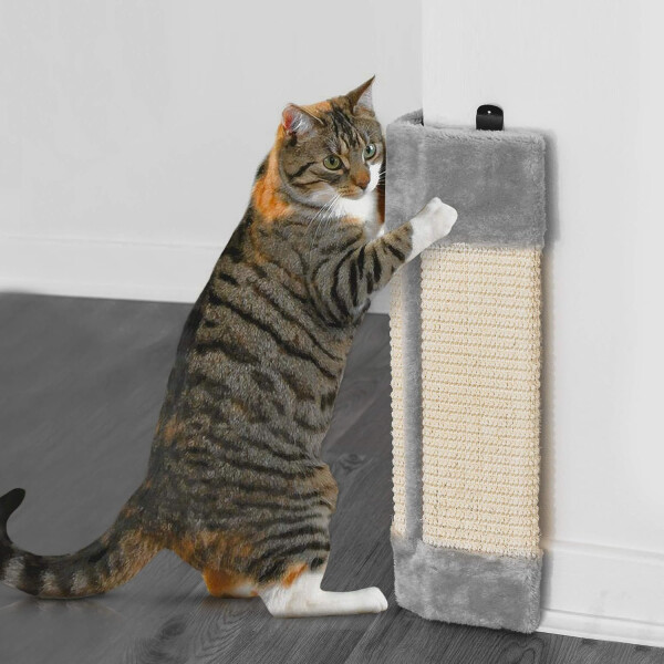 Rascador Gato Sillon Amurar Pared Tornillos Pom Pom Grande Variante Color Gris