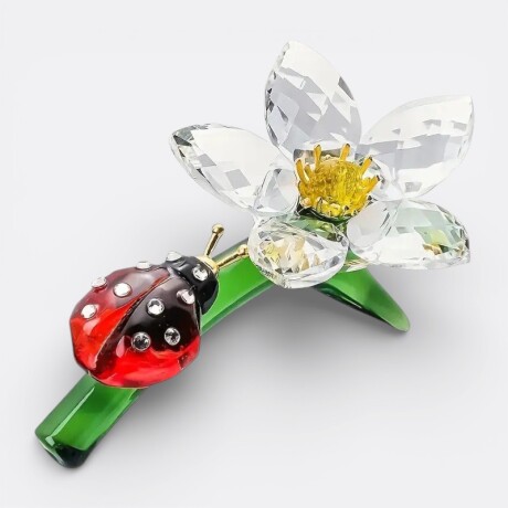 Flor Y Vaquita De San Antonio Decorativa Cristal Flor Y Vaquita De San Antonio Decorativa Cristal