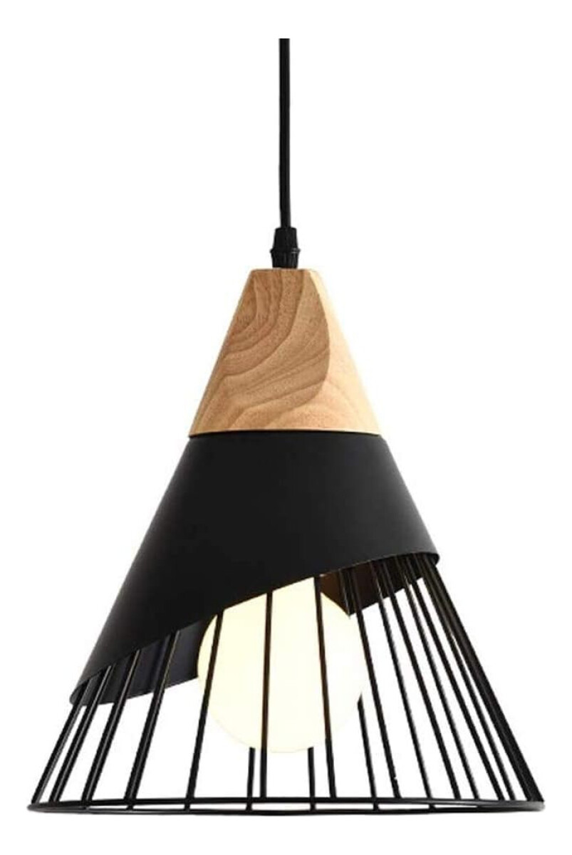 Lampara Nordica Conica Metal Y Madera Columbus - Negro 