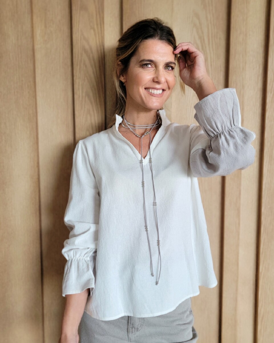 Blusa Copenhague - Combinado crudo gris 