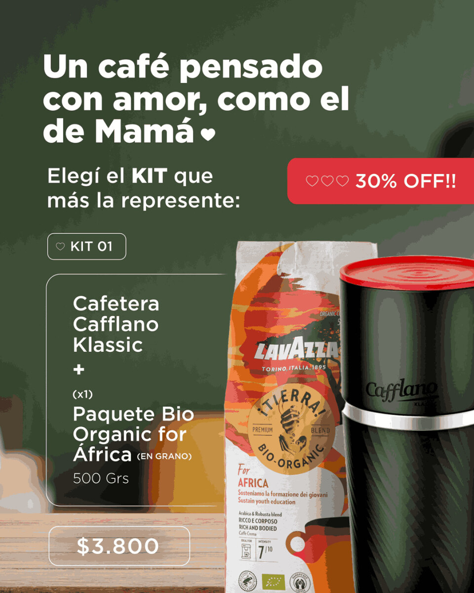 Cafetera cafflano Klassic + grano Organic África 500 gr. 