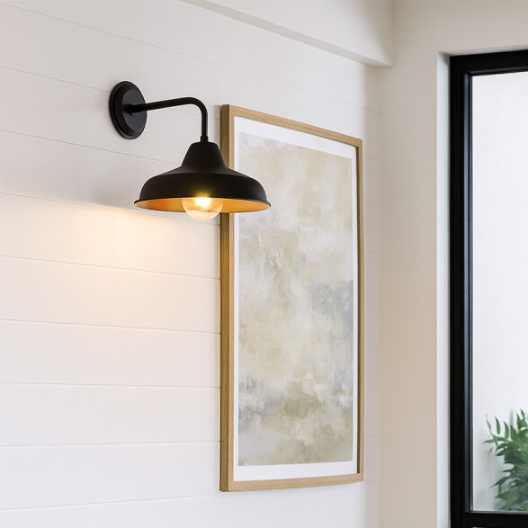 Aplique pared pantalla metalica negro E27 Ø310mm JU0232