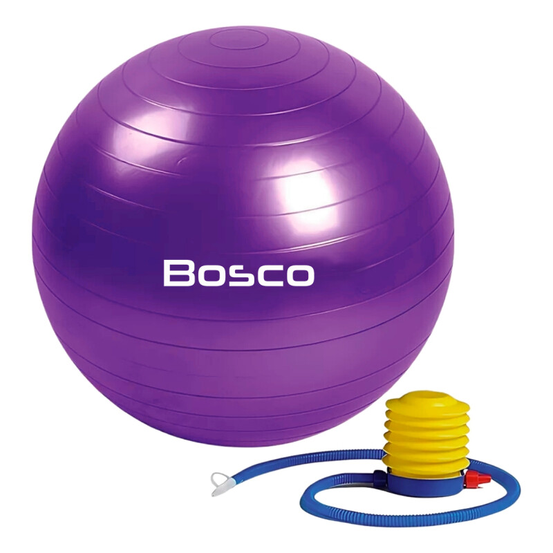 Pelota 65 Cm Pilates Yoga Bosco Gimnasia + Inflador De Pie Violeta