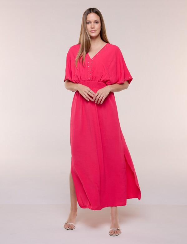 Vestido Maxi Con Tachas FUCSIA