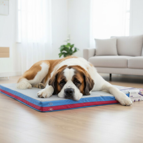 Cama Mascotas Frío/Calor Grande Reversible C/Cierre Lavable Azul-celeste