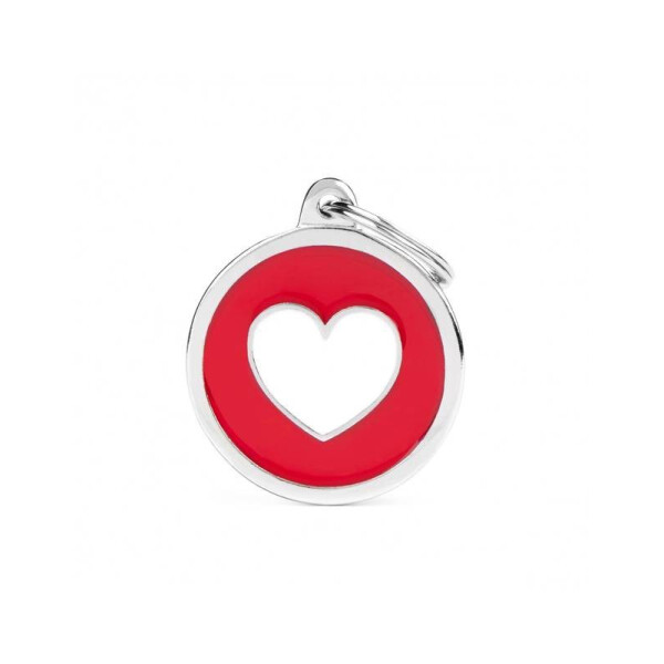 CHAPA MY FAMILY CÍRCULO GRANDE ROJO CORAZÓN BLANCO CHAPA MY FAMILY CÍRCULO GRANDE ROJO CORAZÓN BLANCO