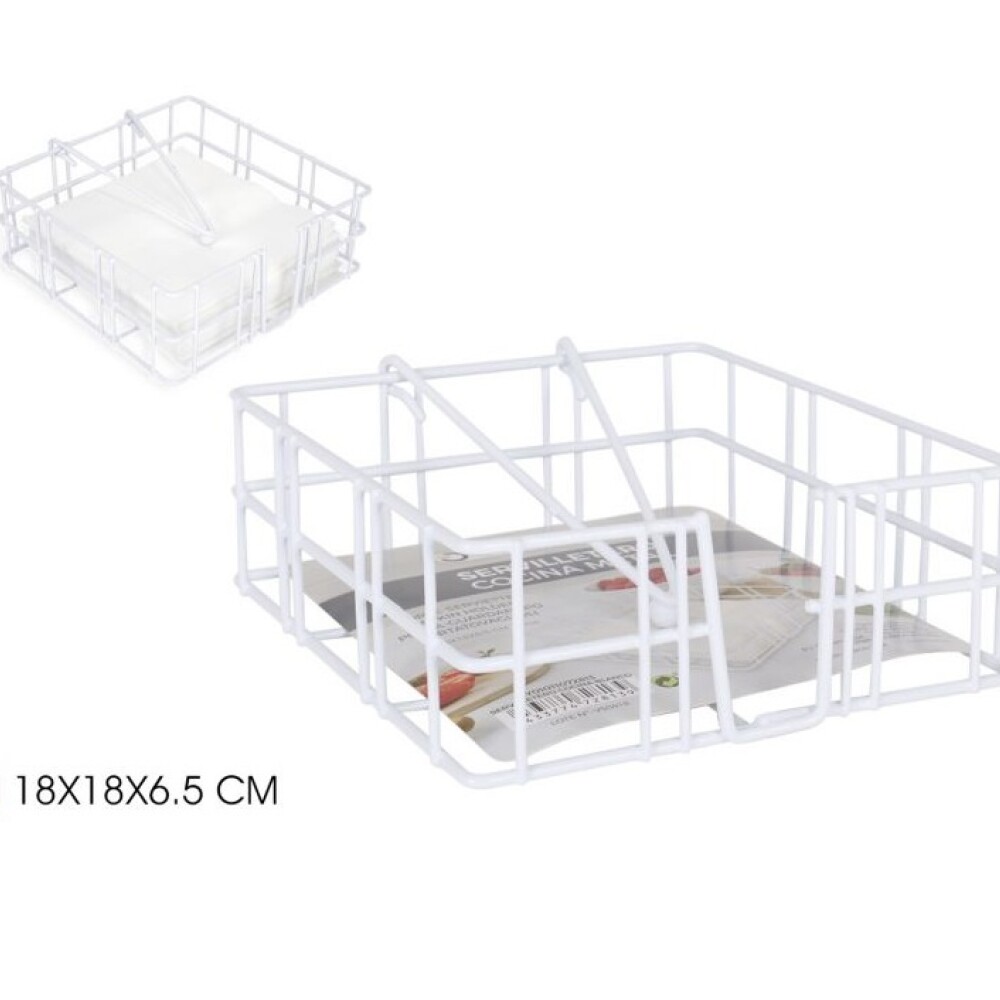 Servilletero de Mesa Confortime Metálico Blanco 18x18 cm IN SERVILLETERO COCINA BLANCO CONFORTIME